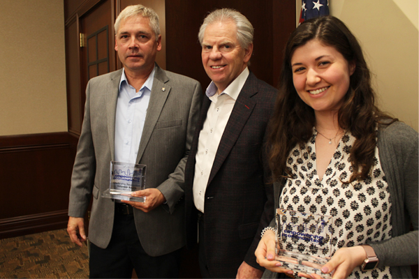 President and CEO Bill Spence and Leadership Recognition Award Winners, William Kropa Jr. and Courtney Bell