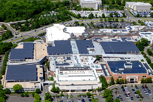 solar rooftop and parking deck system on Mall at Short Hills in New Jersey 